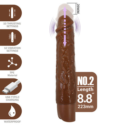 PRETTY LOVE - KESSLER VIBRADOR REALISTA COM 10 MODOS DE VIBRAÇÃO E 10 INTENSIDADES, 22 CM, MARROM