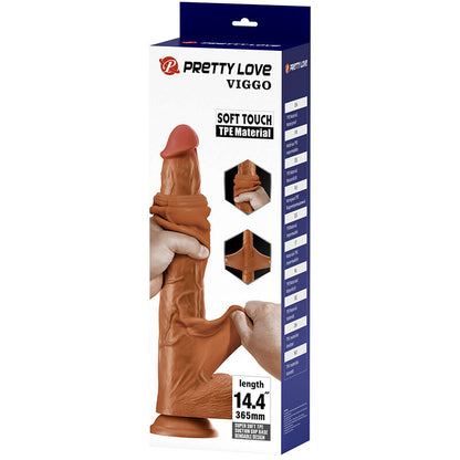 PRETTY LOVE - VIGGO DILDO DESLIZANTE COM TOQUE SUAVE E REALISTA, 36,5 CM MARROM