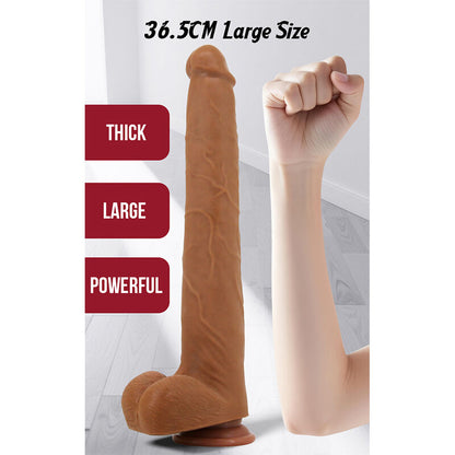 PRETTY LOVE - VIGGO DILDO DESLIZANTE COM TOQUE SUAVE E REALISTA, 36,5 CM MARROM