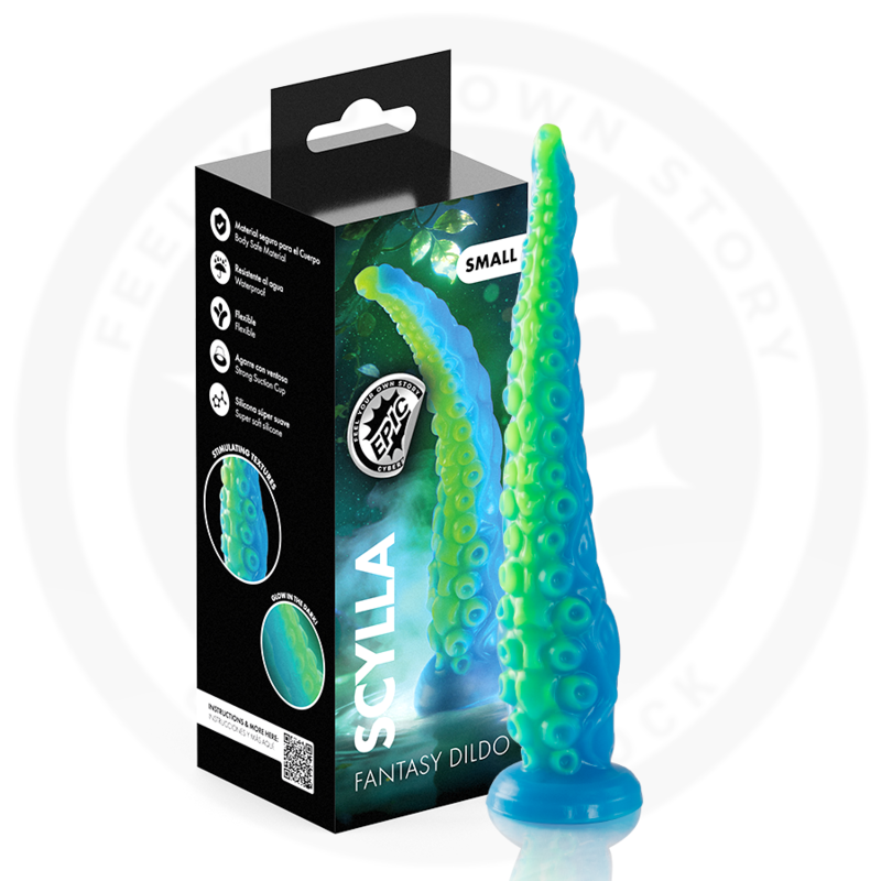 EPIC - SCYLLA DILDO COM TENTÁCULOS FINOS E FLUORESCENTES DE TAMANHO PEQUENO