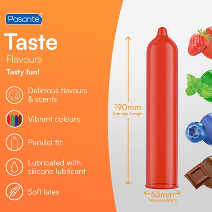 PASANTE - SACO DE PRESERVATIVO SABOR BLUEBERRY 144 UNIDADES