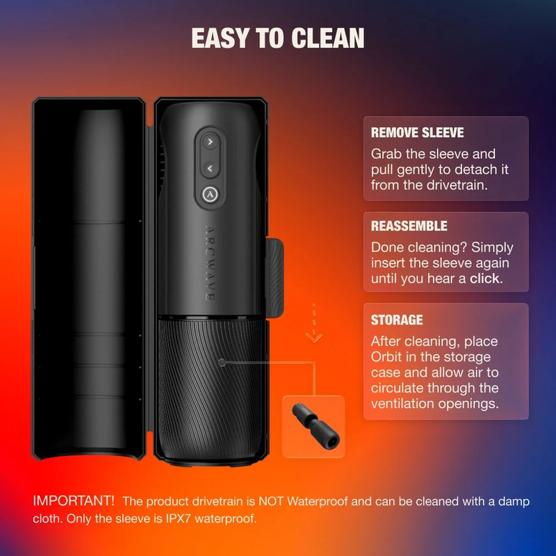 ARCWAVE - ORBIT MASTURBADOR MASCULINO ROTATIVO 360° COM CONTROLO POR APLICAÇÃO PRETO