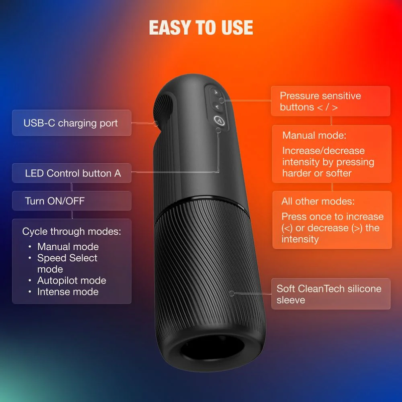 ARCWAVE - ORBIT MASTURBADOR MASCULINO ROTATIVO 360° COM CONTROLO POR APLICAÇÃO PRETO