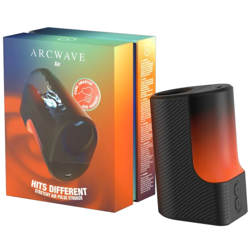 ARCWAVE - AIR MASTURBADOR MASCULINO ELÁSTICO COM PULSOS DE AR E 6 NÍVEIS DE INTENSIDADE PRETO