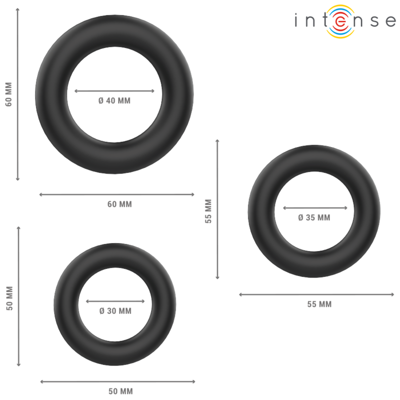 INTENSE - HUGH 3 ANÉIS DE SILICONE BÁSICOS PRETOS - Image 2