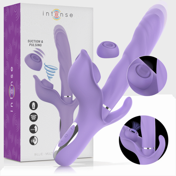 INTENSE - VIBRADOR MULTIFUNCIONAL RECARREGÁVEL BILLIE ESTIMULANDO ONDAS COM BOTÃO ROXO