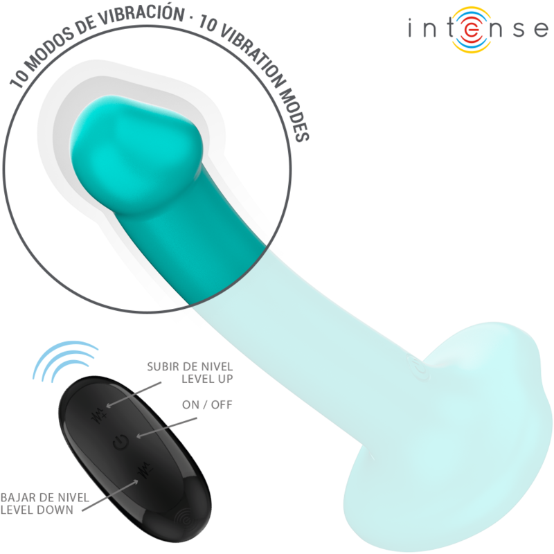 INTENSE - KATIE VIBRADOR COM VENTOSA 10 VIBRAÇÕES AZUL CONTROLE REMOTO - Image 2