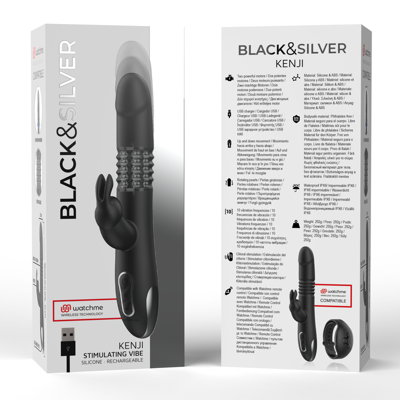 BLACK&SILVER - KENJI VIBRADOR RABBIT UP & DOWN + CONTROLO REMOTO WATCHME - Image 6