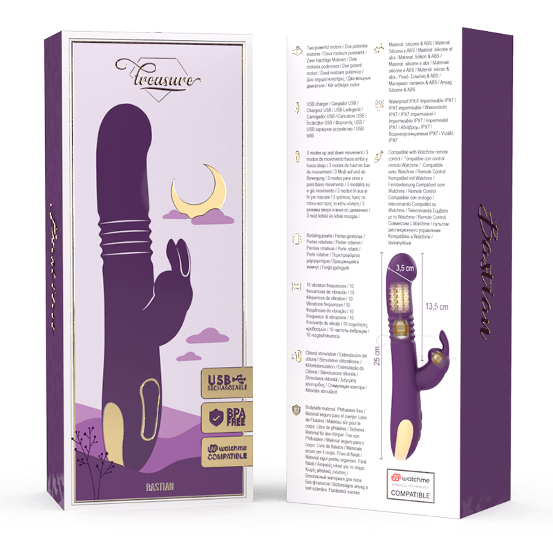 TREASURE - BASTIAN VIBRADOR RABBIT UP & DOWN ROTADOR E VIBRADOR + CONTROLO REMOTO WATCHME - Image 5